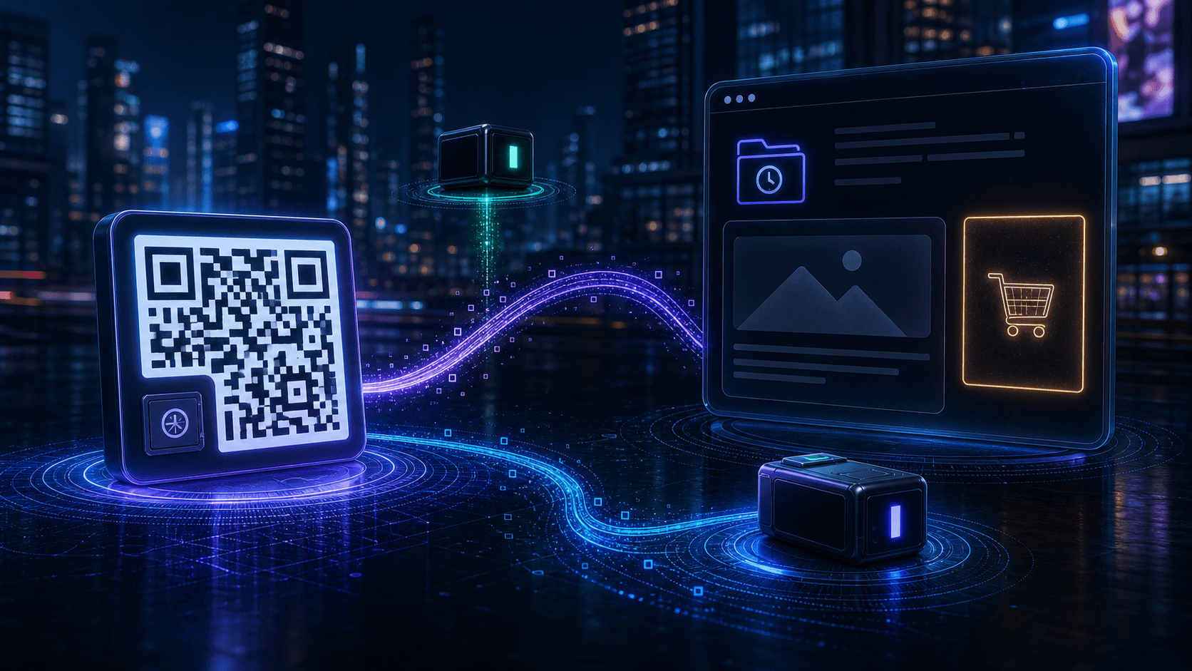 A QR code routes to an archived fallback page with one bounded ad area and a visible path for reactivation with another pack.